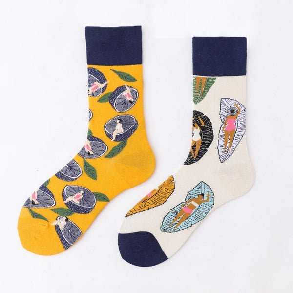 Funny art abstract cotton male animal sock