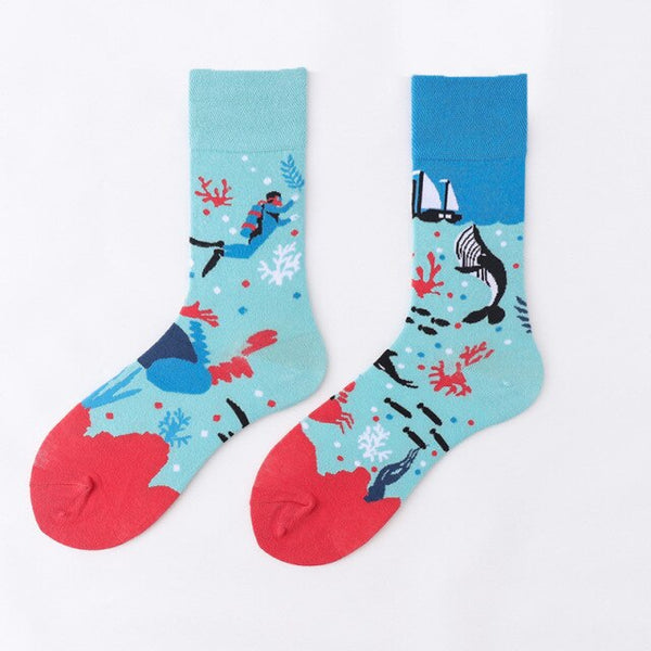 Funny art abstract cotton male animal sock