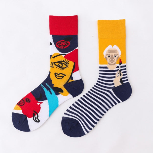 cartoon street personality European and American version cotton sock