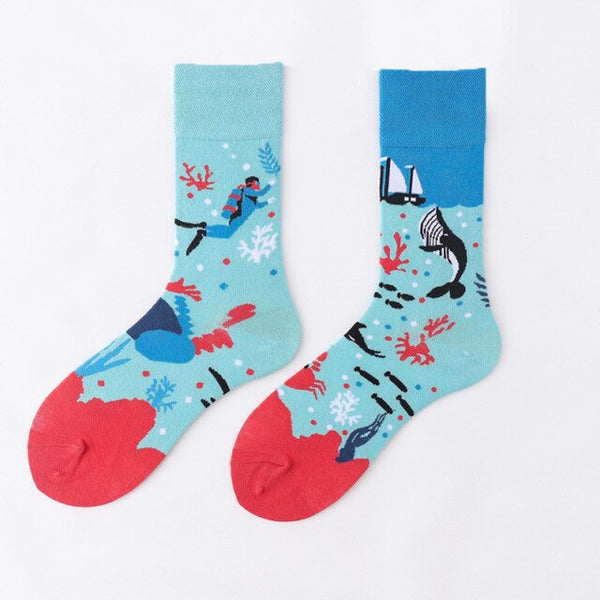 cartoon street personality European and American version cotton sock