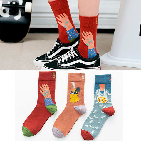 Autumn and Winter Embroidery Personality Fashion Trend Pure Cotton Sports Sock