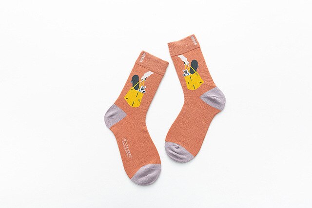 Autumn and Winter Embroidery Personality Fashion Trend Pure Cotton Sports Sock